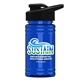 a black lid & transparent blue bottle upcycle - mini 16 oz rpet sports bottle with drink thru lid - digital