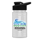 a black lid & eco white bottle upcycle - mini 16 oz rpet sports bottle with drink thru lid - digital