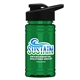 a black lid & transparent green bottle upcycle - mini 16 oz rpet sports bottle with drink thru lid - digital