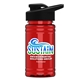 a black lid & transparent red bottle upcycle - mini 16 oz rpet sports bottle with drink thru lid - digital