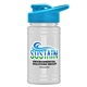 a cyan lid & eco white bottle upcycle - mini 16 oz rpet sports bottle with drink thru lid - digital