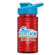 a cyan lid & transparent red bottle upcycle - mini 16 oz rpet sports bottle with drink thru lid - digital