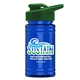 a green lid & transparent blue bottle upcycle - mini 16 oz rpet sports bottle with drink thru lid - digital