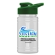 a green lid & eco white bottle upcycle - mini 16 oz rpet sports bottle with drink thru lid - digital