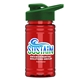 a green lid & transparent red bottle upcycle - mini 16 oz rpet sports bottle with drink thru lid - digital