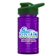 a green lid & transparent violet bottle upcycle - mini 16 oz rpet sports bottle with drink thru lid - digital