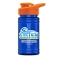 a orange lid & transparent blue bottle upcycle - mini 16 oz rpet sports bottle with drink thru lid - digital