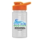 a orange lid & eco white bottle upcycle - mini 16 oz rpet sports bottle with drink thru lid - digital