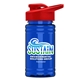 a red lid & transparent blue bottle upcycle - mini 16 oz rpet sports bottle with drink thru lid - digital