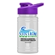 a violet lid & eco white bottle upcycle - mini 16 oz rpet sports bottle with drink thru lid - digital