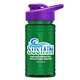 a violet lid & transparent green bottle upcycle - mini 16 oz rpet sports bottle with drink thru lid - digital