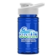 a white lid & transparent blue bottle upcycle - mini 16 oz rpet sports bottle with drink thru lid - digital
