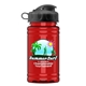 a black lid & transparent red bottle upcycle mini - 16 oz rpet sport bottle with flip top lid