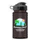 a black lid & transparent smoke bottle upcycle mini - 16 oz rpet sport bottle with flip top lid