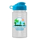 a cyan lid & eco white bottle upcycle mini - 16 oz rpet sport bottle with flip top lid