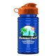 a orange lid & transparent blue bottle upcycle mini - 16 oz rpet sport bottle with flip top lid
