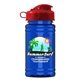 a red lid & transparent blue bottle upcycle mini - 16 oz rpet sport bottle with flip top lid