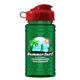 a red lid & transparent green bottle upcycle mini - 16 oz rpet sport bottle with flip top lid