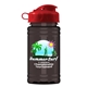a red lid & transparent smoke bottle upcycle mini - 16 oz rpet sport bottle with flip top lid