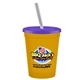 a athletic gold cup & translucent violet lid & frost straw 16 oz stadium tumbler cup with lid straw - digital