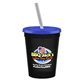 a black cup & translucent blue lid & frost straw 16 oz stadium tumbler cup with lid straw - digital