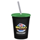 a black cup & translucent green lid & frost straw 16 oz stadium tumbler cup with lid straw - digital