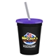 a black cup & translucent violet lid & frost straw 16 oz stadium tumbler cup with lid straw - digital