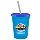 a cyan cup & translucent blue lid & frost straw 16 oz stadium tumbler cup with lid straw - digital