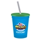 a cyan cup & translucent green lid & frost straw 16 oz stadium tumbler cup with lid straw - digital