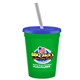 a green cup & translucent blue lid & frost straw 16 oz stadium tumbler cup with lid straw - digital