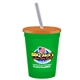a green cup & translucent orange lid & frost straw 16 oz stadium tumbler cup with lid straw - digital