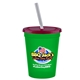 a green cup & translucent red lid & frost straw 16 oz stadium tumbler cup with lid straw - digital