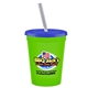 a lime green cup & translucent blue lid & frost straw 16 oz stadium tumbler cup with lid straw - digital