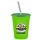 a lime green cup & translucent green lid & frost straw 16 oz stadium tumbler cup with lid straw - digital