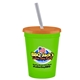 a lime green cup & translucent orange lid & frost straw 16 oz stadium tumbler cup with lid straw - digital