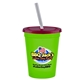 a lime green cup & translucent red lid & frost straw 16 oz stadium tumbler cup with lid straw - digital