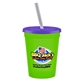 a lime green cup & translucent violet lid & frost straw 16 oz stadium tumbler cup with lid straw - digital