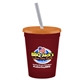 a maroon cup & translucent orange lid & frost straw 16 oz stadium tumbler cup with lid straw - digital