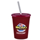 a maroon cup & translucent red lid & frost straw 16 oz stadium tumbler cup with lid straw - digital