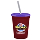 a maroon cup & translucent violet lid & frost straw 16 oz stadium tumbler cup with lid straw - digital