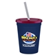 a navy blue cup & translucent red lid & frost straw 16 oz stadium tumbler cup with lid straw - digital