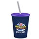 a navy blue cup & translucent violet lid & frost straw 16 oz stadium tumbler cup with lid straw - digital