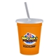 a orange cup & frost lid & frost straw 16 oz stadium tumbler cup with lid straw - digital