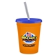 a orange cup & translucent blue lid & frost straw 16 oz stadium tumbler cup with lid straw - digital