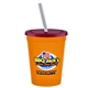 a orange cup & translucent red lid & frost straw 16 oz stadium tumbler cup with lid straw - digital