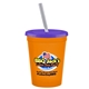 a orange cup & translucent violet lid & frost straw 16 oz stadium tumbler cup with lid straw - digital