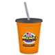 a orange cup & transparent smoke lid & frost straw 16 oz stadium tumbler cup with lid straw - digital