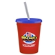 a red cup & translucent blue lid & frost straw 16 oz stadium tumbler cup with lid straw - digital