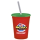a red cup & translucent green lid & frost straw 16 oz stadium tumbler cup with lid straw - digital