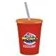 a red cup & translucent orange lid & frost straw 16 oz stadium tumbler cup with lid straw - digital